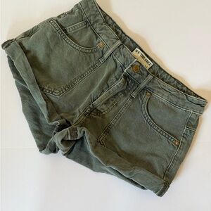 Free People Women's Green Denim Shorts